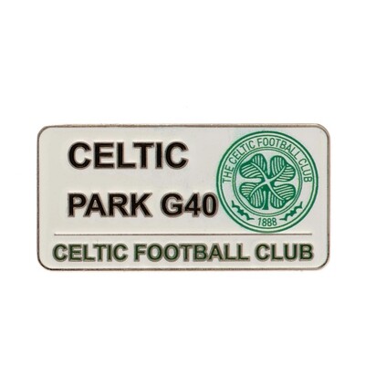 Official Celtic Park Street Sign Pin Badge