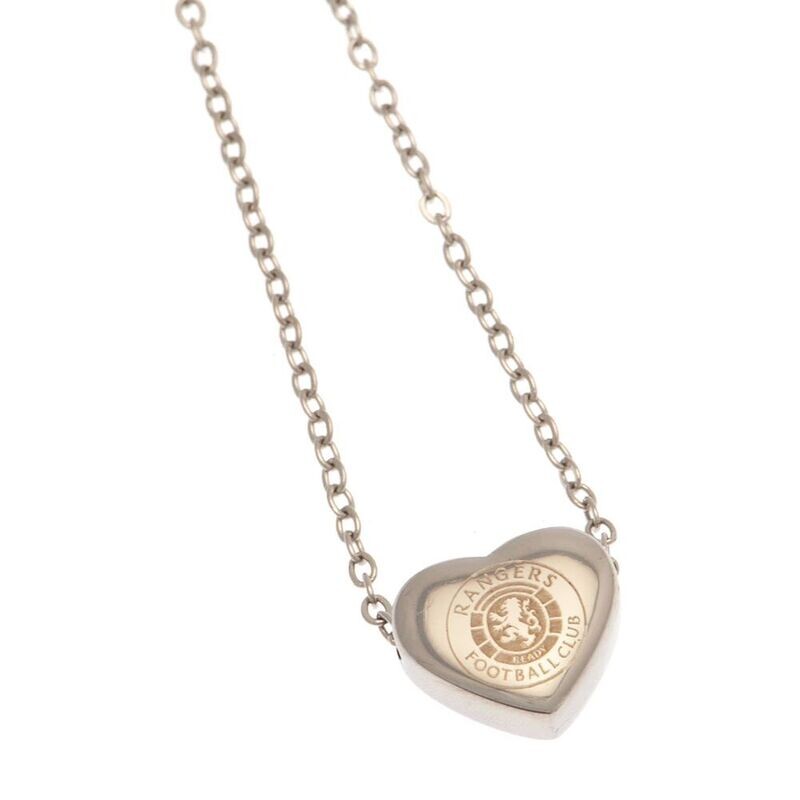 Official Rangers F.C. Stainless Steel Heart Crest Pendant & Chain