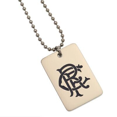 Official Rangers F.C. Stainless Steel Coloured Dog Tag & Ball Chain