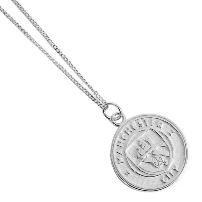 Official Man City Sterling Silver Crest Pendant & Chain