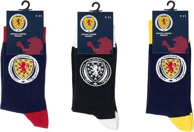 The Gift Scholars Official Licensed Scotland National Team FA 3-Pack Football Socks, Contains - Navy with Red, Yellow & White Trim