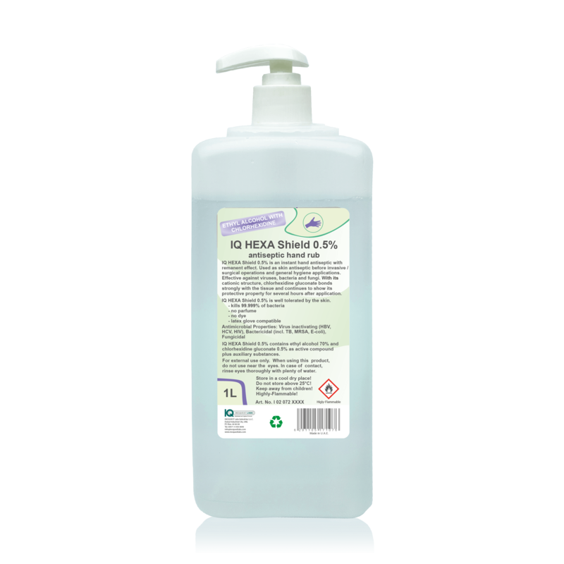 IQ HEXA Shield 0.5%
Antiseptic Hand Rub