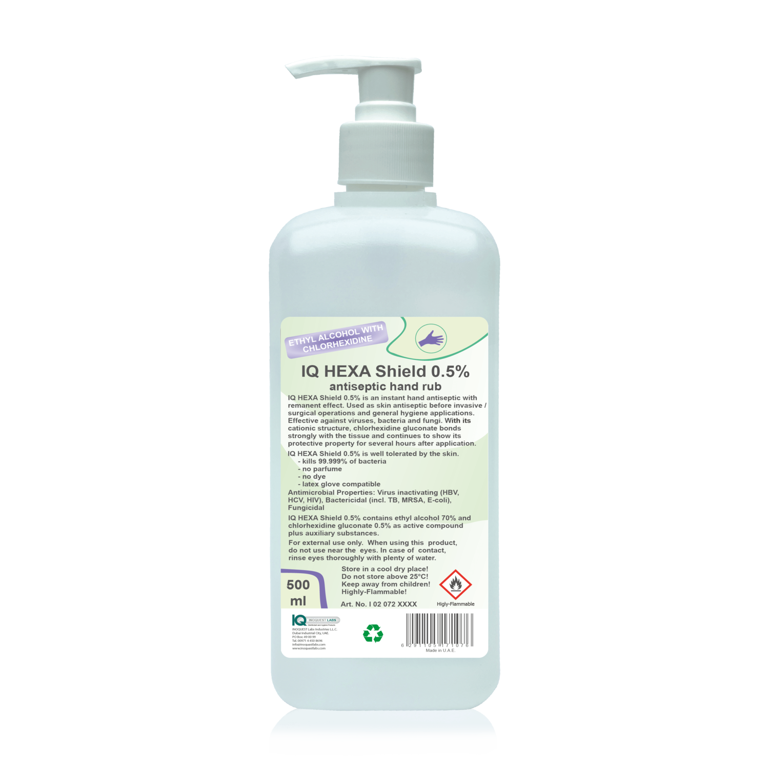 IQ HEXA Shield 0.5%
Antiseptic Hand Rub