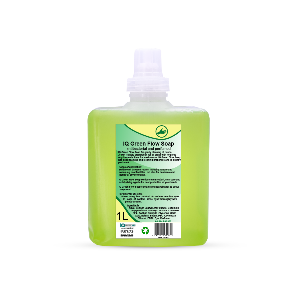 IQ Green Flow Soap
- Antibacterial and Perfumed