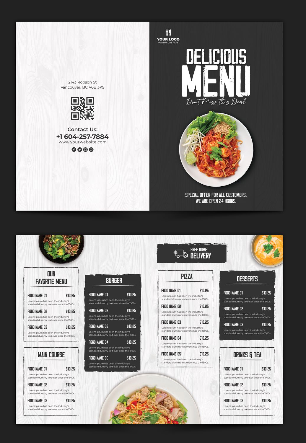 CARTA RESTAURANTE TIPO DIPTICO 1 PLIEGO