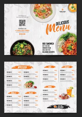 CARTA RESTAURANTE TIPO DIPTICO 1 PLIEGO