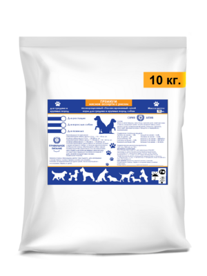 Полнорационный сбалансированный сухой
корм для средних и крупных пород собак Премиум -"Мясное ассорти", стоимость за 1 упаковку - 10 кг.