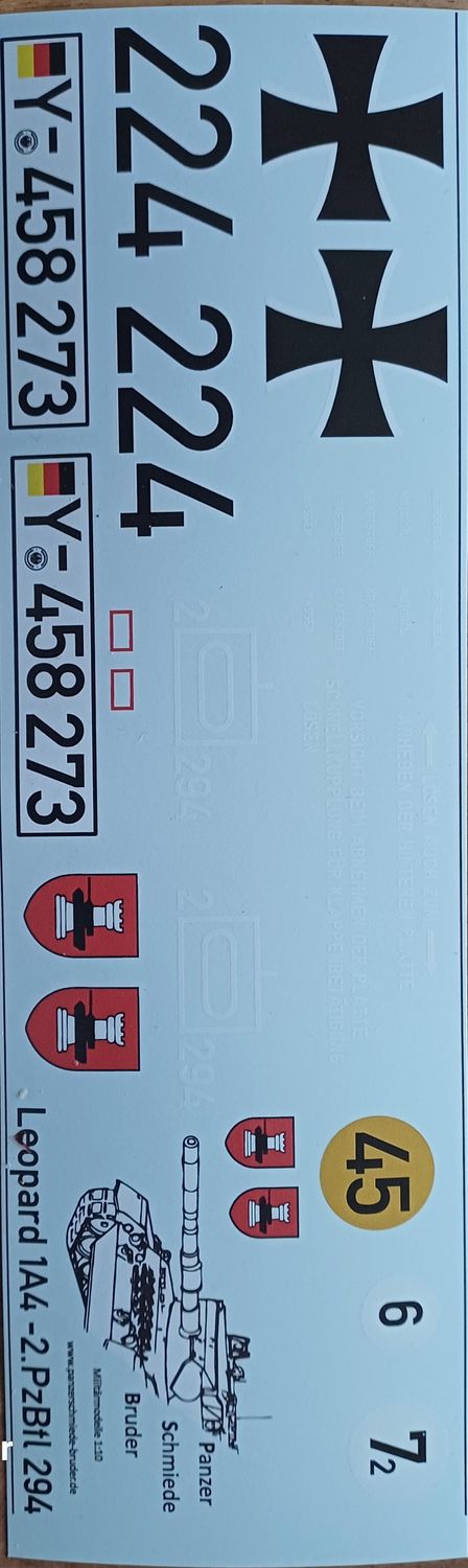 Leopard 1A4 Decals vom 2.PzBtl 294