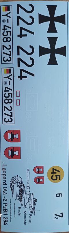 Leopard 1A4 Decals vom 2.PzBtl 294