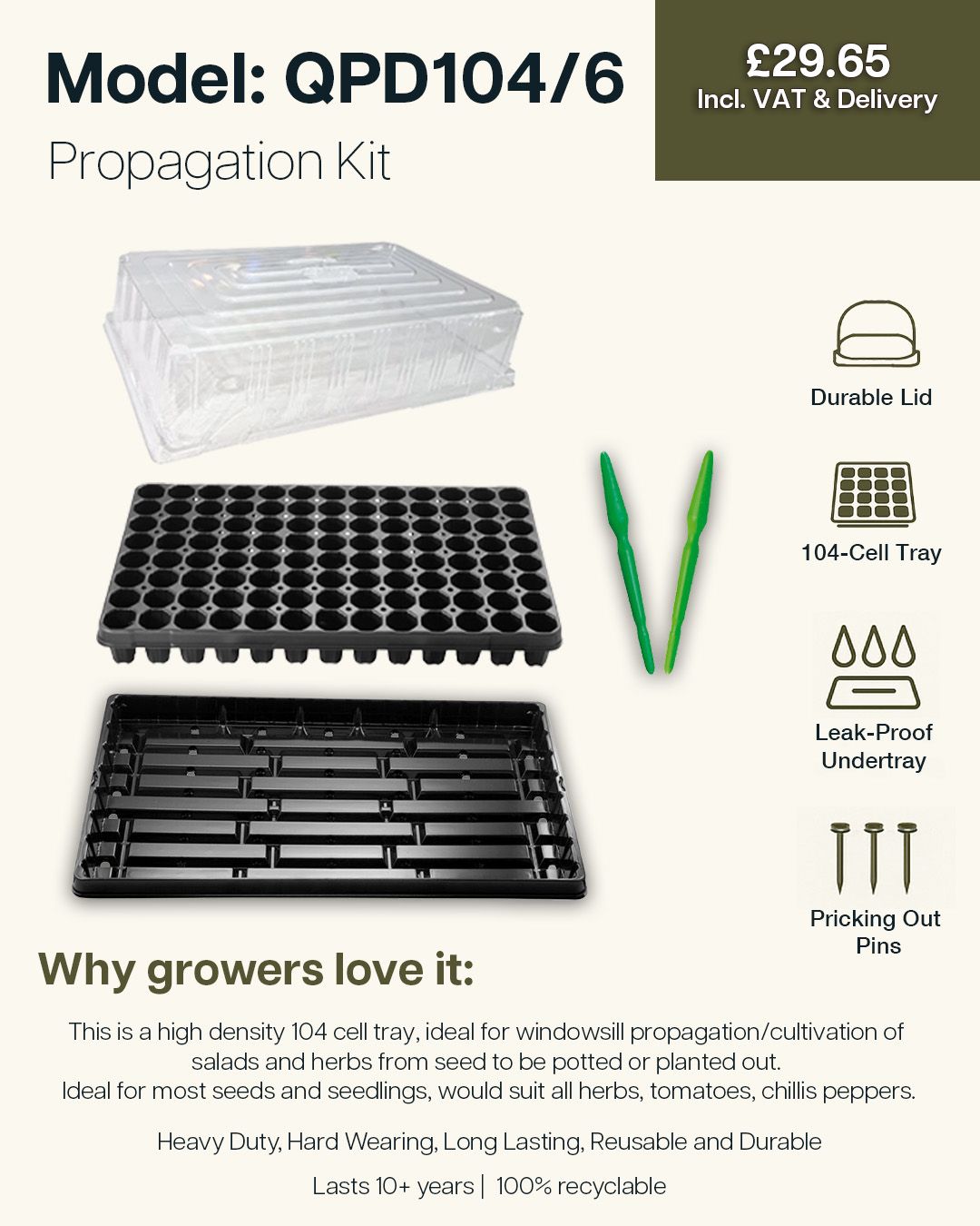 QuickPot Seed Propagator Set - QPD104/6R