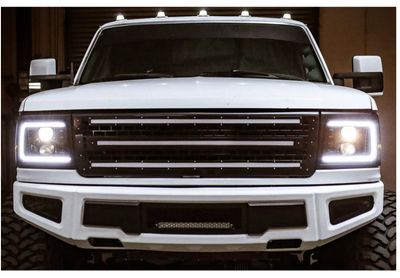 Ds-auto-parts Dual LED DRL Bumper Headlights For Ford F150 F250 F350 1992-1996 – Clear Housing, Amber Corner, DOT