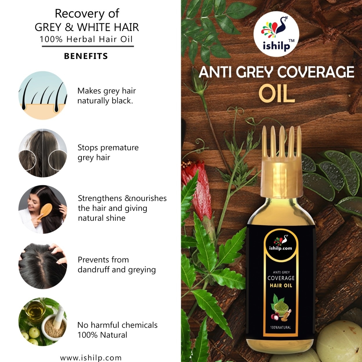 Herbal Natural Grey Hair Reversing Hair Oil Packaging Type Plastic Bottle