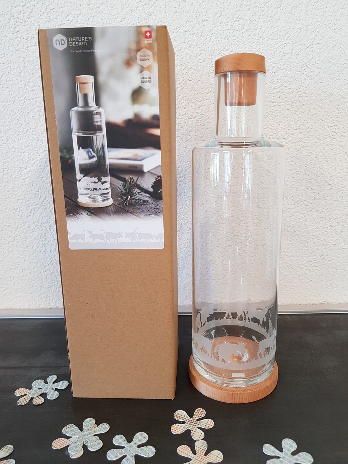 Glaskaraffe / Kühe 1 l
