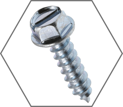 Indented Slotted Hex Washer Head Zinc Sheet Metal Screws