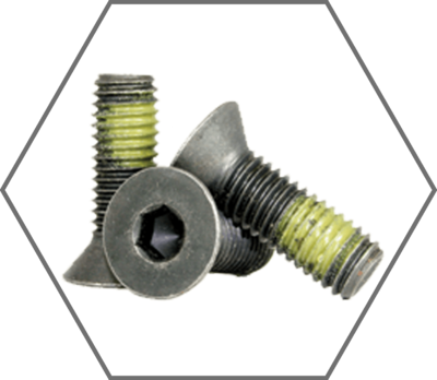 Black Oxide Finish Flat Socket Head Cap Screws w/ Nylon Patch