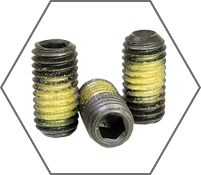 Black Oxide Finish Cup Point Socket Set Screws w/Nylon Patch