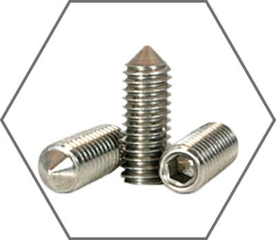 18-8 Stainless Steel Finish Cone Point Socket Set Screws