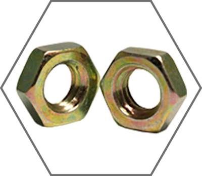 Yellow Zinc Finish Hex Jam Nuts