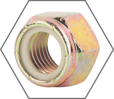 Grade 2 Yellow Zinc Finish Nylon Insert Lock Nuts