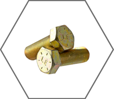 Yellow Zinc Finish Hex Cap Screws Made in USA