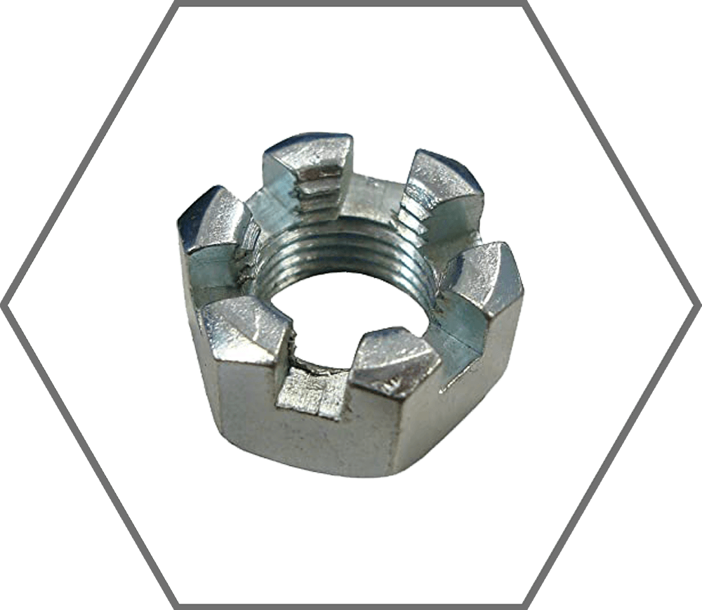 3/4"-10 Grade 5 Zinc Finish Steel Castle Hex Nut