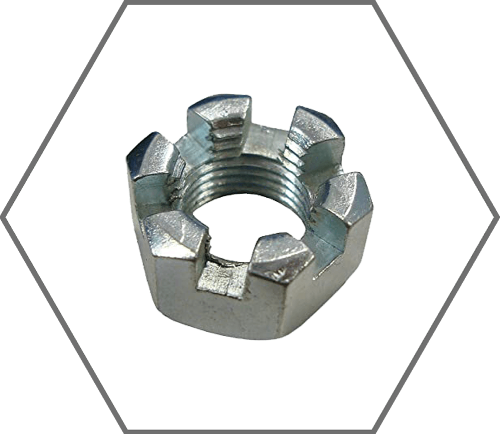 3/8"-24 Grade 5 Zinc Finish Steel Castle Hex Nut