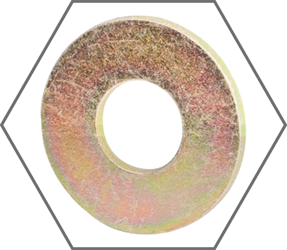 3/8" x 1.000" Thru-Hardened Yellow Zinc Finish Steel USS Flat Washer, Made in USA