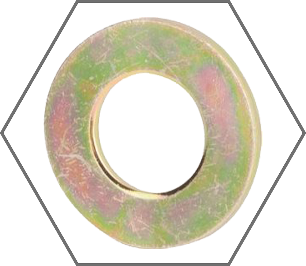 1/2" x 1.250" Thru-Hardened Yellow Zinc Finish Steel SAE Flat Washer, Made in USA