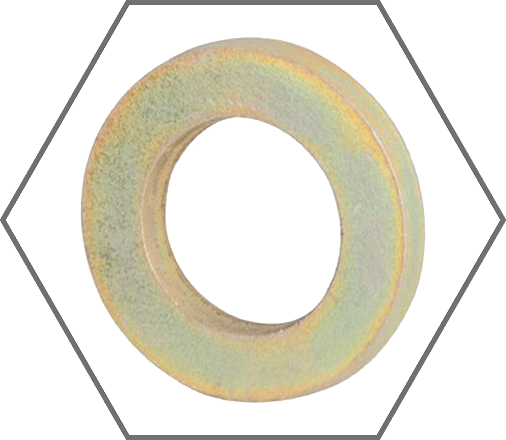 7/16" x 0.922" x 0.126" Thickness Thru-Hardened Yellow Zinc Finish Steel SAE Extra Thick Flat Washer, Made in USA