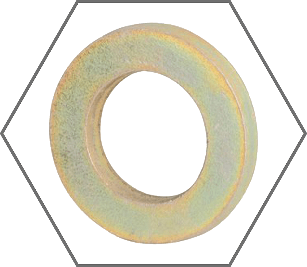 1" x 2" x 0.265" Thickness Thru-Hardened Yellow Zinc Finish Steel SAE Extra Thick Flat Washer, Made in USA