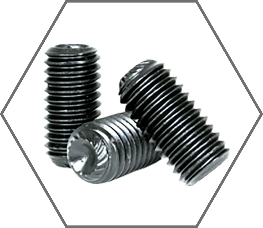 1/4"-28 x 3/8" Black Oxide Finish Alloy Steel Knurled Cup Point Socket Set Screw