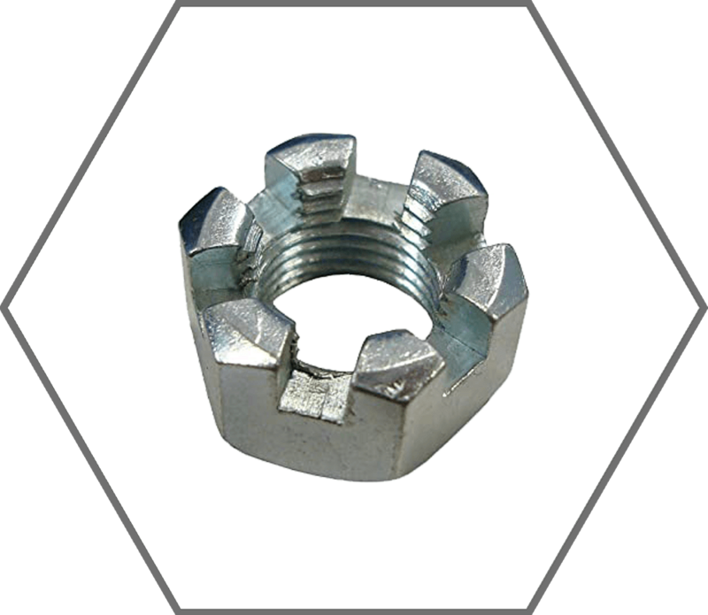 1/4"-20 Grade 5 Zinc Finish Steel Castle Hex Nut