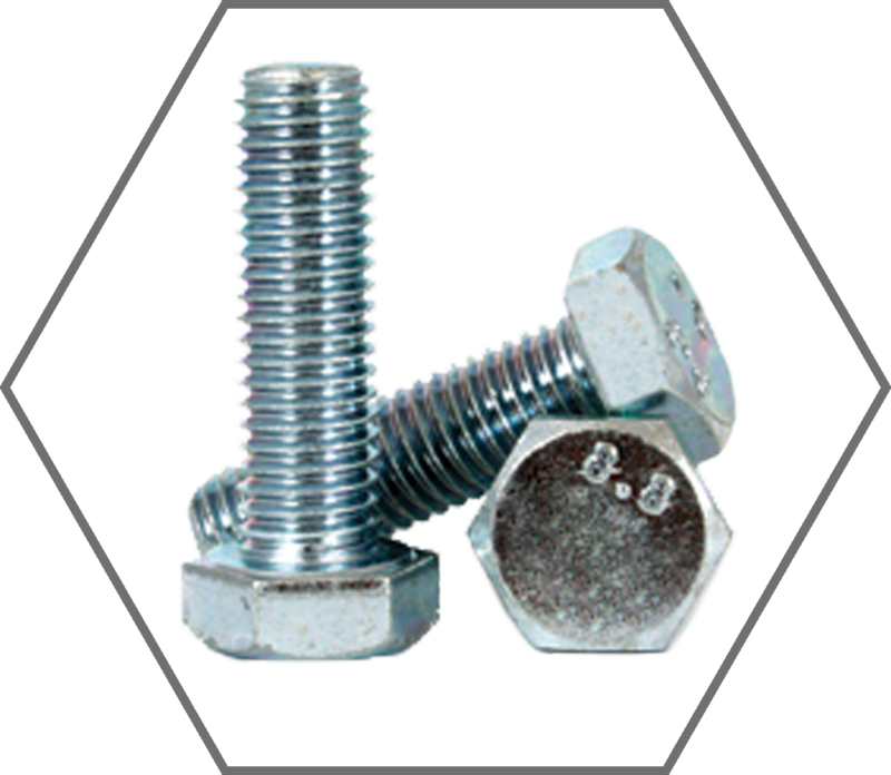 M8-1.25 x 40mm DIN 931 Class 8.8 Zinc Finish Steel Hex Cap Screw