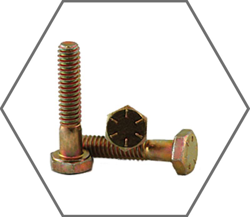 3/8"-16 x 3/4" SAE J429 Grade 8 Yellow Zinc Finish Hex Cap Screw