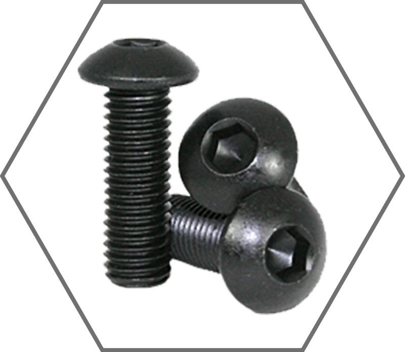 M6-1.0 x 12mm DIN 7380 Class 12.9 Black Oxide Finish Alloy Steel Button Head Socket Cap Screw
