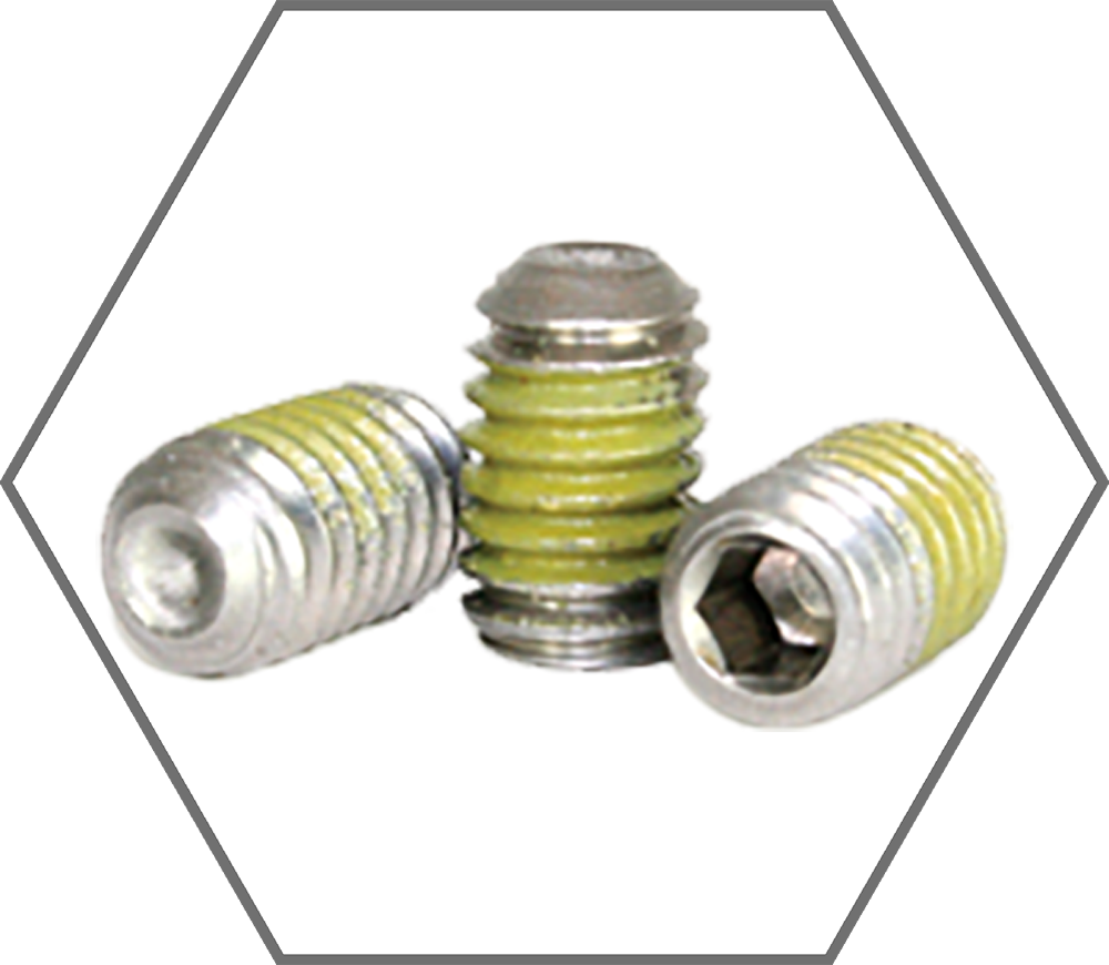 1/4"-20 x 3/4" Grade 18-8 Stainless Steel Cup Point Socket Set Screw w/Nylon Patch