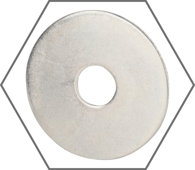 1/4" x 1.250" Low Carbon Zinc Finish Steel Fender Washer