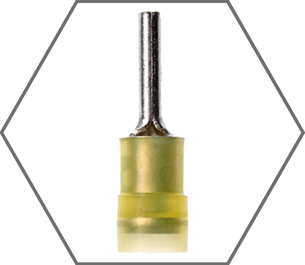 12-10 AWG .110"Dia Yellow Nylon Insulated with Insulation Grip Pin Terminal