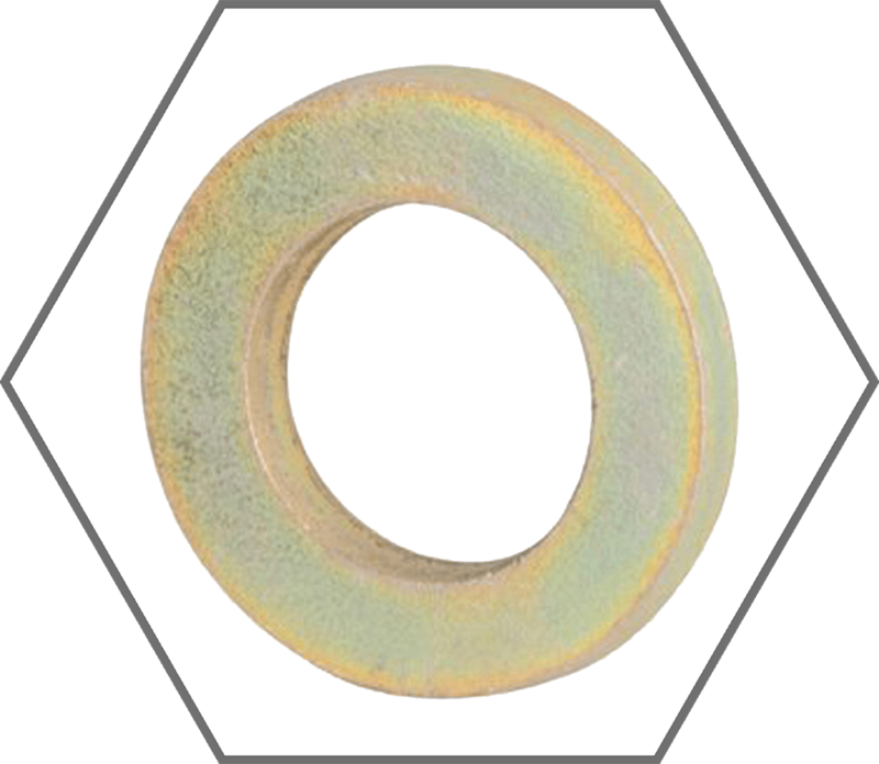 5/8" x 1.312" x 0.195" Thickness Thru-Hardened Yellow Zinc Finish Steel SAE Extra Thick Flat Washer, Made in USA