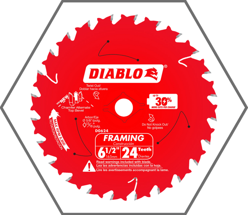 6-1/2" 24 Tooth Diablo Wood Ripping & Cutting Circular Saw Blade