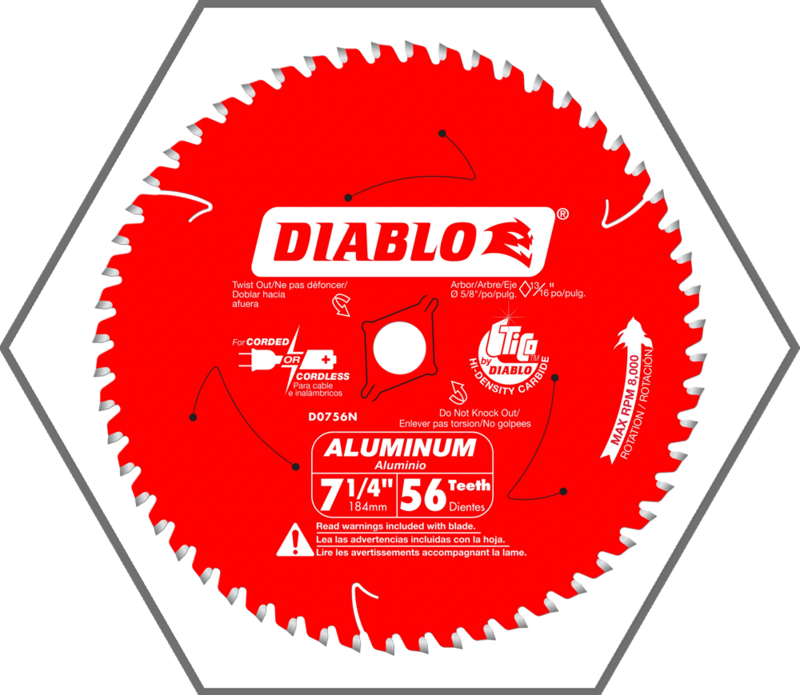 7-1/4" 56 Tooth Diablo Steel Demon Aluminum Cutting Circular Saw Blade