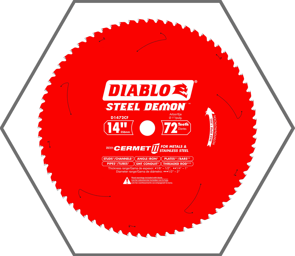 14" x 1" 72T DIABLO Steel Demon Metal Cutting Saw Blade