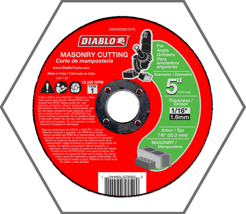 5" x 1/16" x 7/8"Masonry Cut Off Type 1
