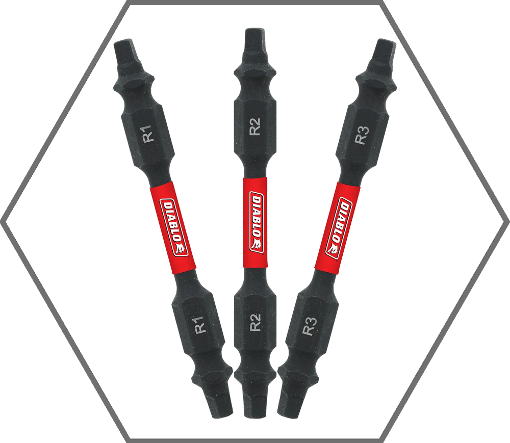 2-1/2"L Double-Ended Square Drive Bit: #1, #2 and #3 Assorted (3-Pack)