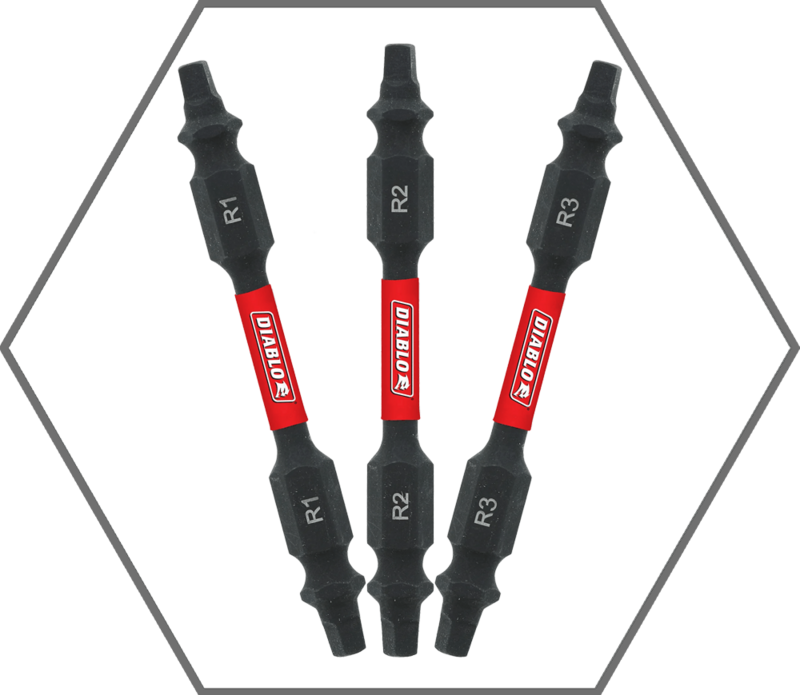 2-1/2"L Double-Ended Square Drive Bit: #1, #2 and #3 Assorted (3-Pack)