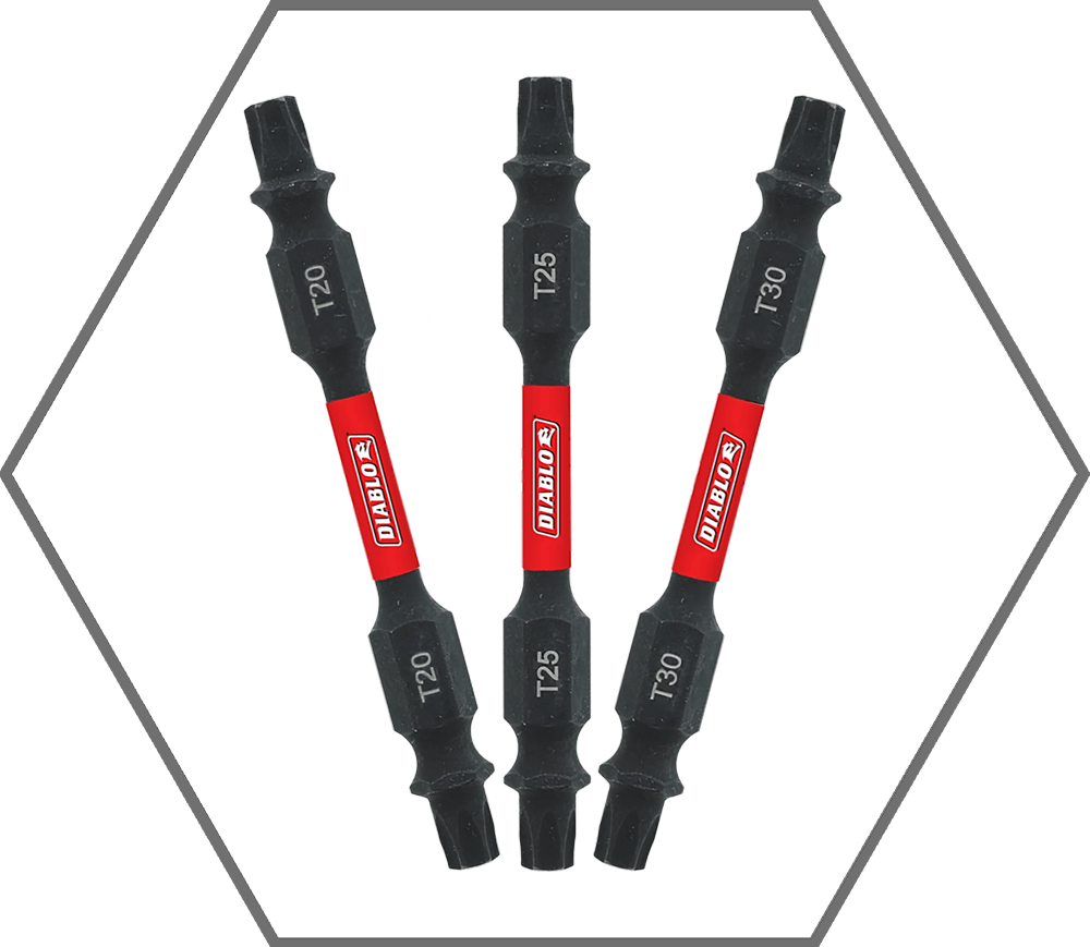 2-1/2"L Double-Ended Torx Drive Bit: #1, #2 and #3 Assorted (3-Pack)