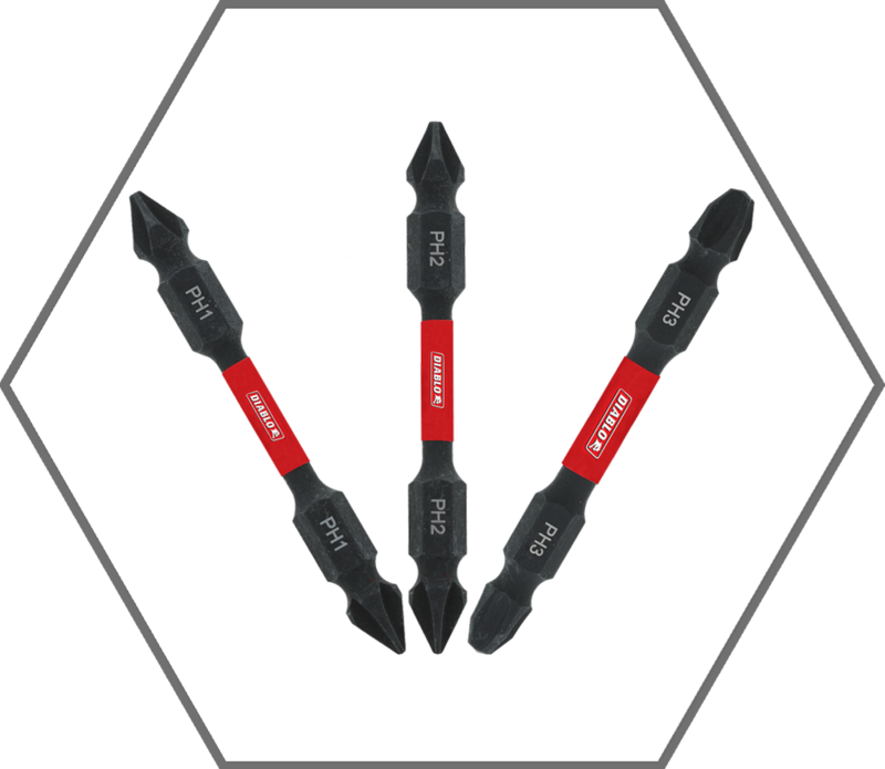 2-3/8"L Double-Ended Phillips Drive Bit: #1, #2 and #3 Assorted (3-Pack)