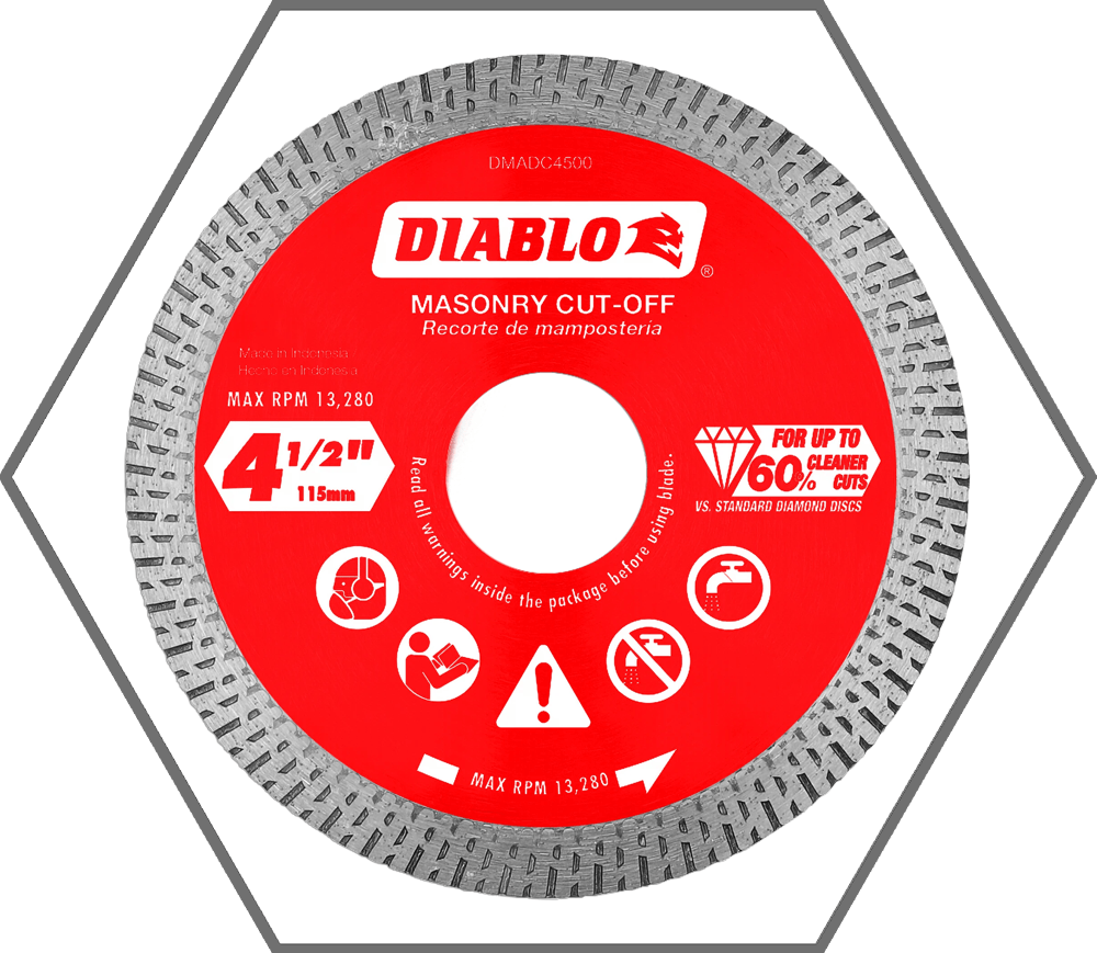 4-1/2" Diamond Continuous Rim Cut-Off Discs for Masonry