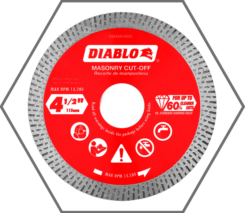 4-1/2" Diamond Continuous Rim Cut-Off Discs for Masonry