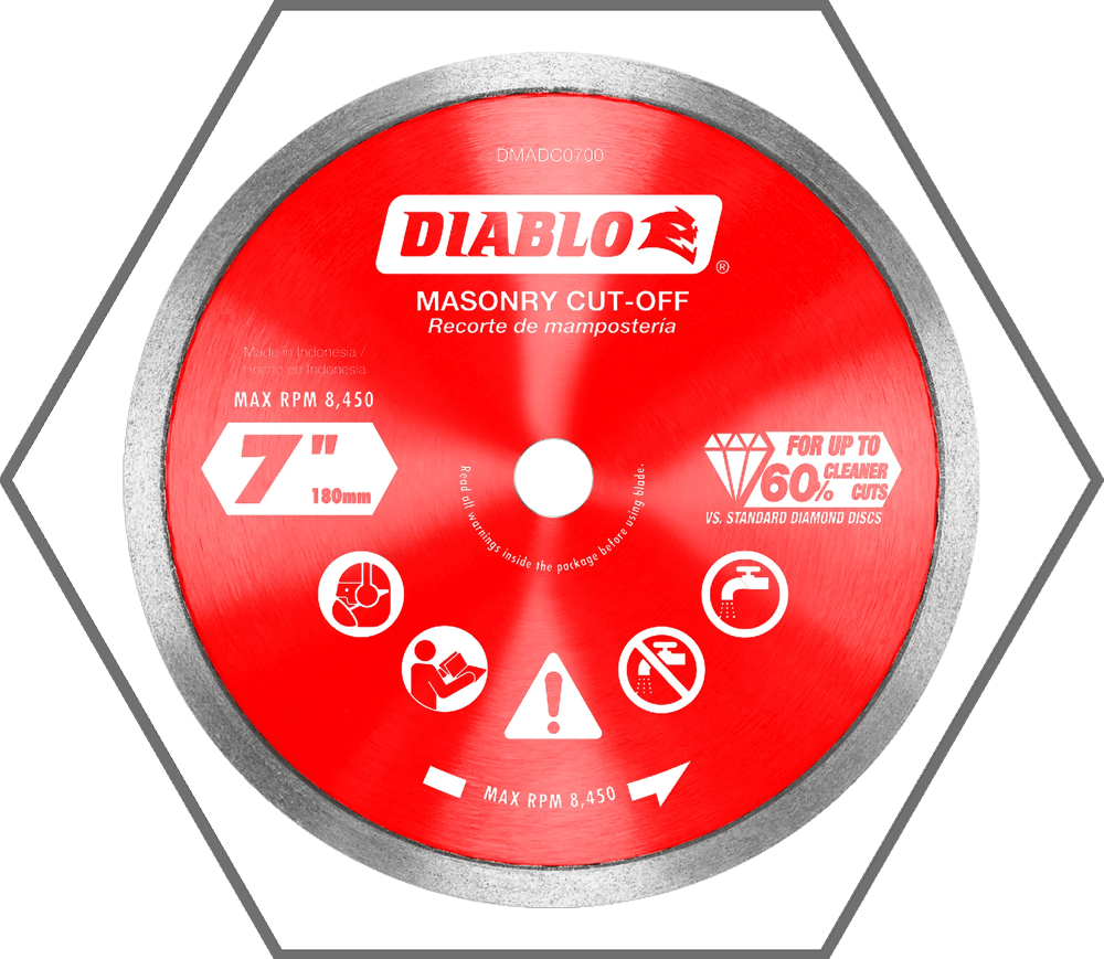7" Diamond Continuous Rim Cut-Off Discsfor Masonry